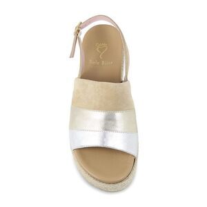 Sole Bliss Bertie Camel Suede & Metallic Leather size 6.5 beige silver gold nwt